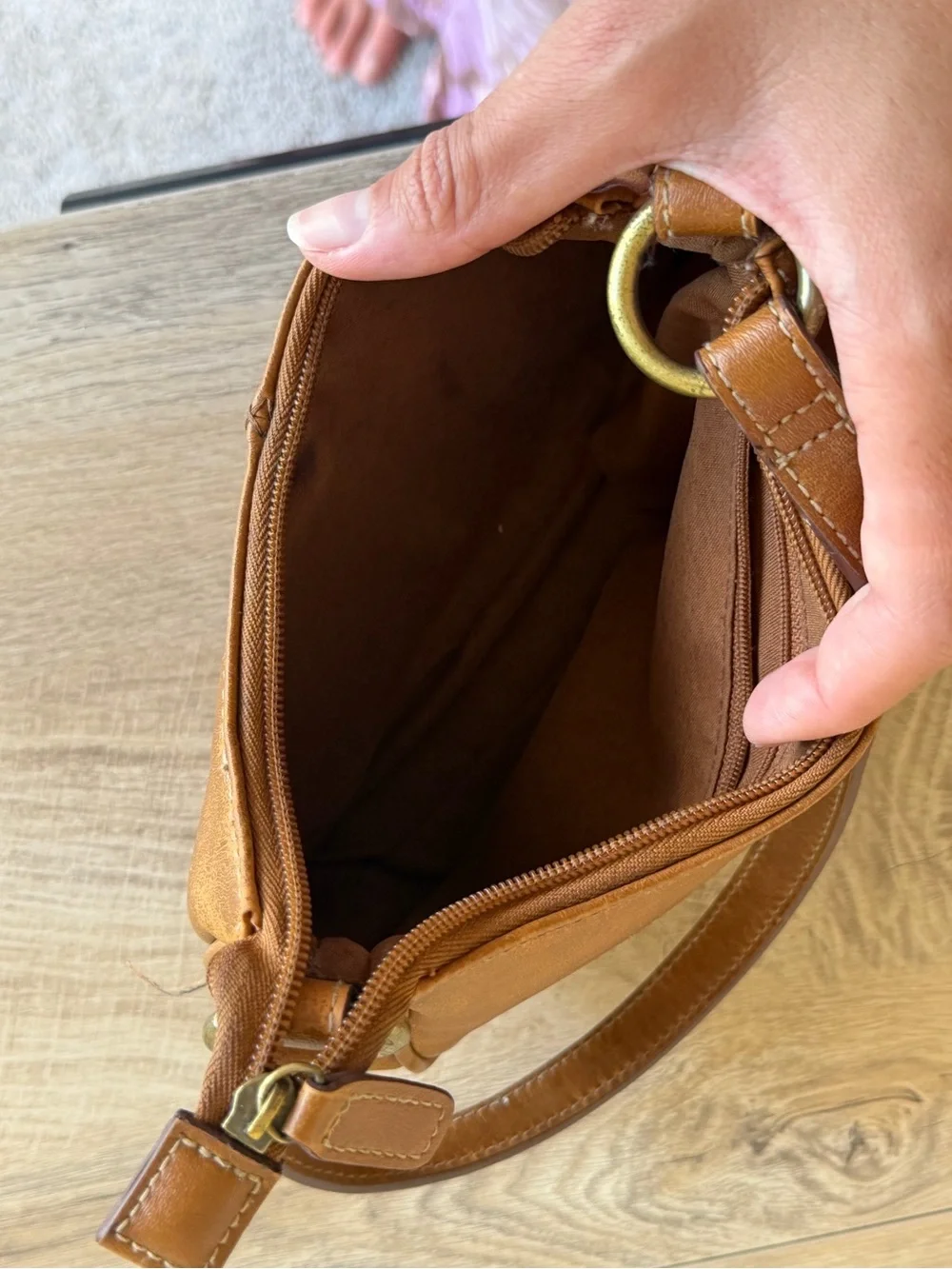 Everyday Cognac Leather Shoulder Bag for Women